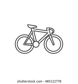 Track bike icon in thin outline style. Bicycle racing road velodrome sport competition 