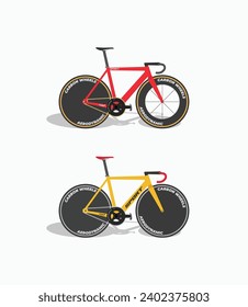 Track bikes vector illustration. Track bicycle logo. Isolated object on white background