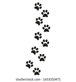 Track of cat dog tracks, footprint, design. Footprints of cat, turn right