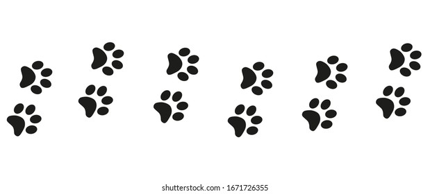 Track of cat dog tracks, footprint, design. Footprints of cat, turn right