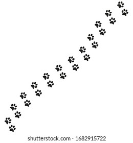 Track of cat dog tracks, footprint, design. Footprints of cat, turn right