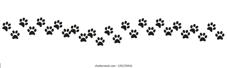 Track of cat dog tracks, footprint, design. Footprints of cat, turn right