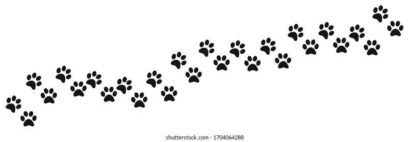 Track of cat dog tracks, footprint, design. Footprints of cat, turn right