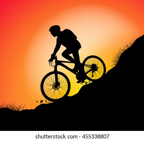 Track cycling silhouette scene vector nature background