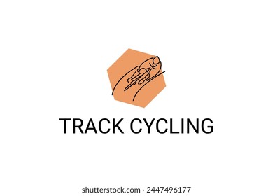 Track Cycling sport vector line icon. sportman with Track Cycling's bike. sign. sport pictogram illustration
