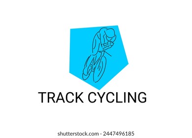 Track Cycling sport vector line icon. sportman with Track Cycling's bike. sign. sport pictogram illustration