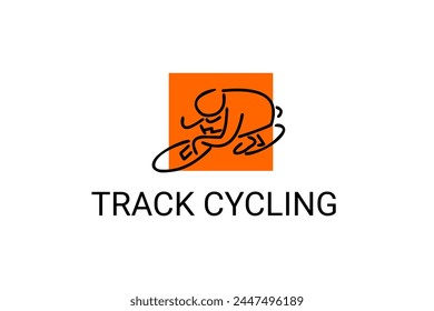 Track Cycling sport vector line icon. sportman with Track Cycling's bike. sign. sport pictogram illustration