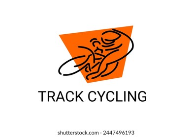 Titel Radsport Sport Vektorgrafik Linie Symbol. Sportman mit Titel Radfahren. Schild. Sport Piktogramm Illustration