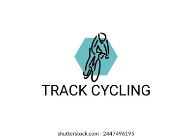 Track Cycling sport vector line icon. sportman with Track Cycling's bike. sign. sport pictogram illustration