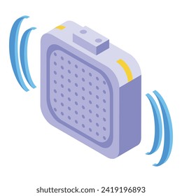 Icono de señal de datos de pista vector isométrico. Centro urbano. Servicio portátil