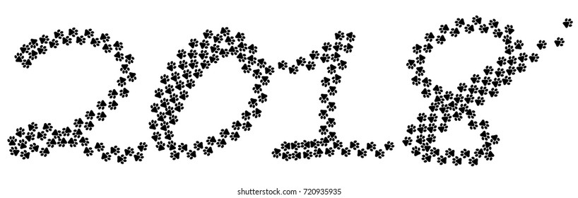 The track of the dog, 2018. Symbol of the Chinese New Year