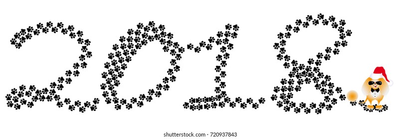 The track of the dog, 2018. Symbol of the Chinese New Year