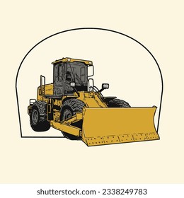 track dozer vector vintage illustration