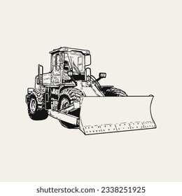 track dozer vector vintage ink illustration