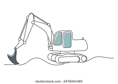 
Excavadora de pista, doodle Ilustración vectorial de arte de línea continua