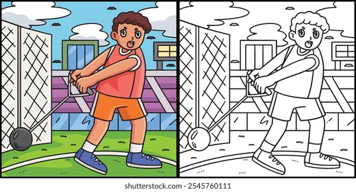 Leichtathlet Hammer Throw Illustration