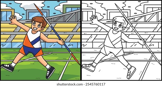 Leichtathlet und Javelin Illustration