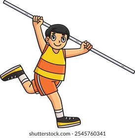 Leichtathlet mit Pole Cartoon Clipart