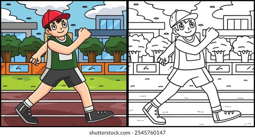 Track and Field Athlete Race Walking Illustration