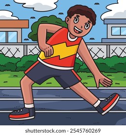 Leichtathletin Stretching Colored Comic