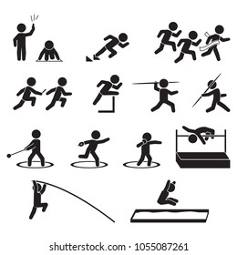 Track and field athletics icon set, Vector.