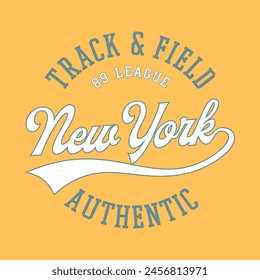 campo de pista auténtica liga de nueva york 89, impresión de Diseño gráfico camiseta deportiva de moda, ilustración, Vector, carteles, tarjetas, pegatinas, taza