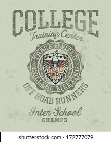 Track & field college meeting - Vintage athletic artwork for boy sportswear in custom colors