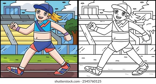 Track and Field Female Race Walking Illustration