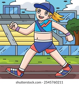 Track and Field Female Race Walking Colored 