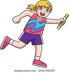 Track and Field Female with a Relay Baton Clipart 