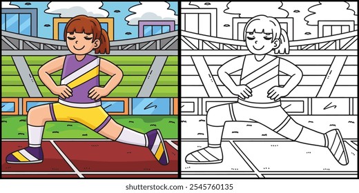 Track and Field Female Stretching Illustration