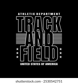 track and field graphic t-shirt design, print, vector illustration. 