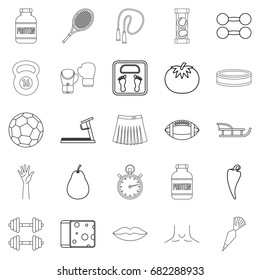 Track and field icons set. Outline set of 25 track and field vector icons for web isolated on white background