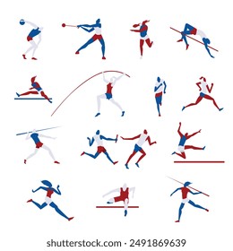 Track and Field. Set of stylized athletes. Sports icons.