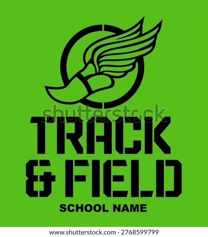 track and field team design with track foot for college, school or league sports