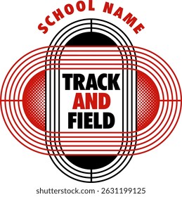 track and field team design with interlocked lanes for school, college or league sports
