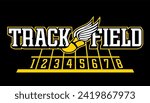 track and field team design with winged foot for school, college or league sports