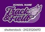 track and field team design with winged foot for school, college or league sports