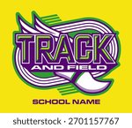 track and field team design with winged foot for school, college or league sports