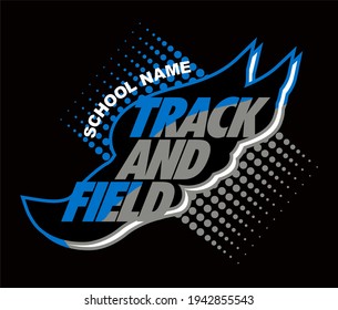 track and field team design with winged foot for school, college or league