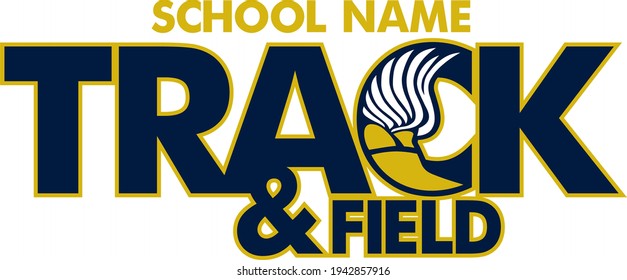 track and field team design with winged foot for school, college or league