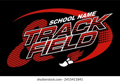 track and field team design with winged foot for school, college or league sports