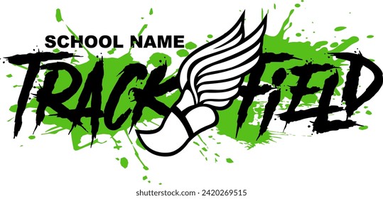track and field team design with winged foot for school, college or league sports