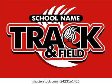 track and field team design with winged foot for school, college or league sports