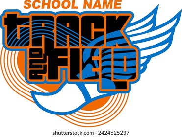 track and field team design with winged foot for school, college or league sports