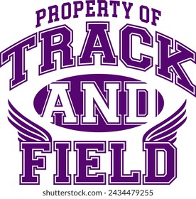 track and field team design with winged foot for school, college or league sports