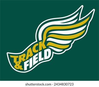 track and field team design with winged foot for school, college or league sports