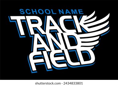 track and field team design with winged foot for school, college or league sports