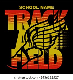 track and field team design with winged foot for school, college or league sports