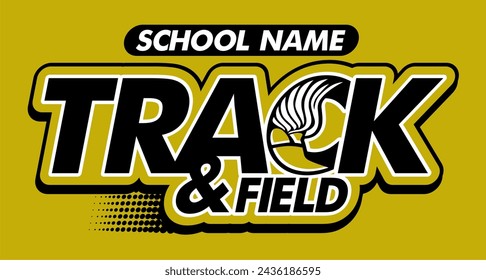 track and field team design with winged foot for school, college or league sports